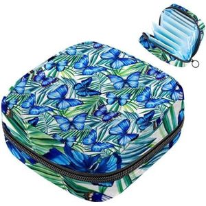 MUOOUM Tropisch Vlinder Patroon Maandverband Opbergtas Menstruatie Pad Tas Draagbare Menstruatie Cup Pouch met Rits voor Tiener Meisjes Vrouwen Dames