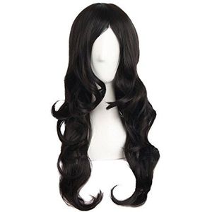Charmante Synthetische Vezel Lange Golvende Vrouwen Volledig (Bruin)