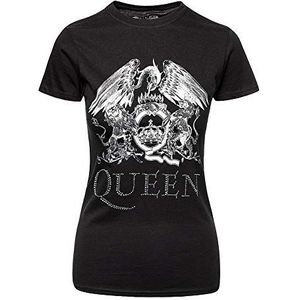 Queen 'Crest Logo Diamante' (zwart) Womens Fitted T-Shirt