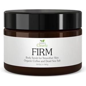 Clearly FIRM, Exfoliating Coffee and Dead Sea Salt Body Scrub, Best Cellulite and Stretch Mark Treatment. 100% Organic Arabica and Rich Oils Firm, Tone, Exfoliate, Detoxify, Moisturise.