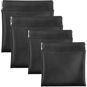 Cozlly Mini-portemonnee, 4 stuks, mini-tas, kleine portemonnee, leer, muntzakje voor dames en heren, mini-cosmeticatas, kleingeld, sleutelhanger voor cosmetica, hoofdtelefoon, sieraden, opbergen,