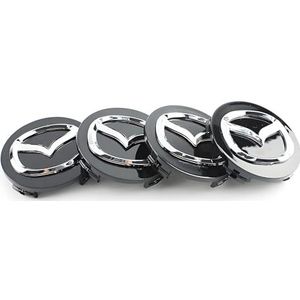 LLTSNT 4 stuks wielnaafdoppen voor Mazda 60mm, wielnaafdeksels, wielnaafdoppen, wielcentrumbadge, logodoppen, auto-accessoires, zwart