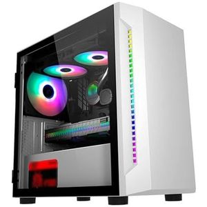 Mid-Tower Gaming Case ATX Micro-ATX, Desktop Computer Case, Dubbel Gehard Glazen Paneel Verticale GPU Beugel Ondersteunt Waterkoeling(White)