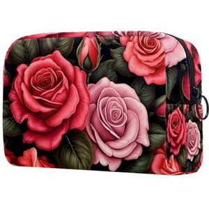 Rose Canvas Cosmetische Tas Rits Pouch Reizen Toilettas Make Up Bag, Lichtgewicht Make-Up Tas voor Vrouwen en Meisjes, Veelkleurig #07, 18.5x7.5x13cm/7.3x3x5.1in, Modieus