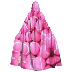 WURTON Halloween Kerstfeest Helder Roze Tennisballen Print Volwassen Hooded Mantel Prachtige Unisex Cosplay Mantel