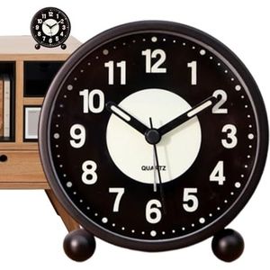 Ronde wekker - retro wijzerplaat alarm - ronde slaapzaal klok met verlichte wijzer voor woonkamer, huis, slaapzaal