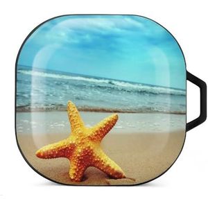 Seaside Starfish Oordopjes Hoesje Compatibel met Samsung Hard Shell Beschermhoes Zwart-Stijl