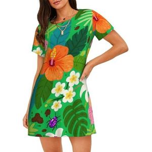 Zelinge Damesnachthemd, nachthemd, nachtjurk, voor vrouwen, ruime, nachtkleding, S-3XL, Kleurrijke Bloemen Groen Paars, S
