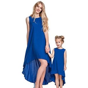 YOUJIA Mouwloos Ronde Hals Asymmetrische Familie Kleding Moeder Dochter Jurken (Marineblauw, S), marineblauw, S