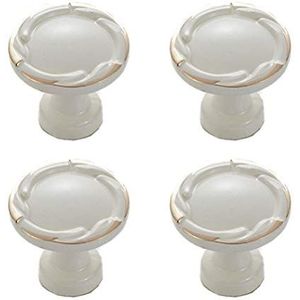 Keramische Knoppen Vintage Kastknoppen, 4 stuks ronde delicate deurtrekstang keramiek eenvoudig handvat mode ladegreep praktisch meubilair kledingkastgreep (6510 enkel gat wit)