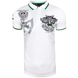 Heren P-Shirt Polo Shirt Korte Mouw Kentkraag Vrije tijd 'Master of Speed' T-Shirt 221, wit, XL