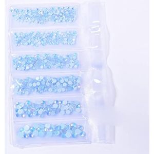 Glitter Lichtgevende Opaal Niet Strass Kristallen Nagels Strass voor Jurk Nail Charms Nail Art Diamond-Lt.Sapphire Opal Set, Gemengde Grootte 1440 stuks