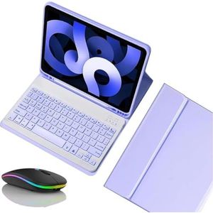 Toetsenbordhoes voor Samsung Galaxy Tab S10 Plus 12.4'' 2024/S9FE Plus 12.4'' 2023/S9 Plus 12.4'' 2023, Afneembaar Draadloos Toetsenbord Met Achtergrondverlichting en Bluetooth-muis,Purper