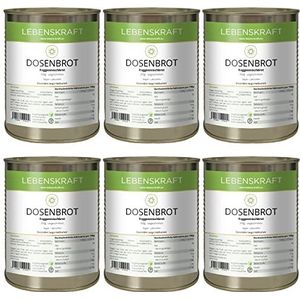 Lebenskraft Ingeblikt brood, roggebrood, 6 x 350 g blik, lang houdbaar, veganistisch, lactosevrij