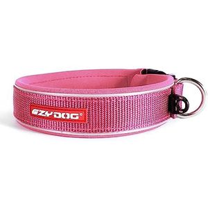 EzyDog Hondenhalsband, waterdicht, gevoerd, neopreen, met reflectoren voor perfecte zichtbaarheid (maat XL, roze)