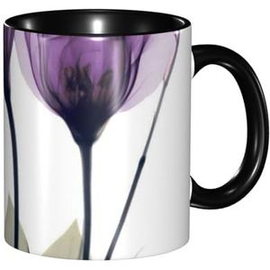 BEEOFICEPENG Mok, 330ml Aangepaste Keramische Cup Koffie Cup Thee Cup voor Keuken Restaurant Kantoor, Lavendel Paars Hoop Bloemen