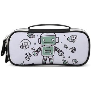 DWTJKMS Lijn Robot Lederen Make-uptas Draagbare Kleine Cosmetische Organizer Waterdichte Toilettassen Borstels Potloden En Reizen Make Up Accessoires