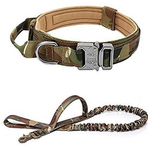 Tactische nylon halsband en riem Verstelbare trainingshalsband voor kleine middelgrote grote honden-CP-halsband, L