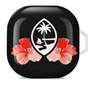 Guam Tribal Hibiscus oordopjes hoesje compatibel met Samsung hard shell beschermhoes wit stijl