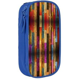 SSIMOO Kleurrijke houten Oxford Doek Potlood Case, Rits Briefpapier Opbergtas, Ideaal voor Reizen - Mooie Functionele, Kleurrijk Hout, Eén maat