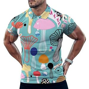 Kleurrijke Paddestoelen Toevallige Poloshirts Voor Mannen Slim Fit Korte Mouw T-shirt Sneldrogende Golf Tops Tees XL