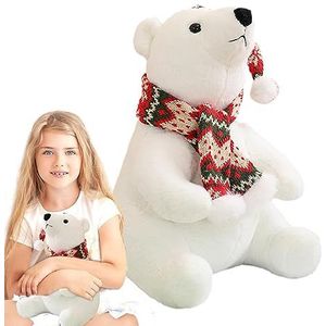 Gevulde ijsbeer | Kerst knuffeldier,Kerst ijsbeer knuffel knuffel cadeau voor kinderen en volwassenen intieme pop voor jongens en meisjes Sysdisen