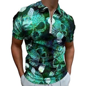 Enge zeemeermin schaal poloshirt voor mannen casual rits kraag T-shirts golf tops slim fit