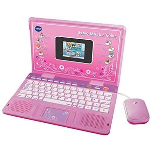 VTech - Genio Master kleur tweetalig, laptop voor kinderen, kleurenbeeldscherm, onderweert vocabulaire, wiskunde, wetenschap door 180 activiteiten in Spaans en Engels, roze (80-133867)