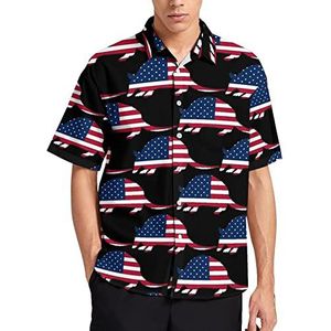 Armadillo USA vlag Hawaiiaans shirt voor mannen zomer strand casual korte mouw button down shirts met zak