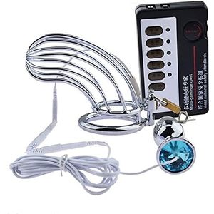 Gerrit BDSM elektrische schok roestvrijstalen kuisheidsgordel vibrators, elektrostimulatie anaalplug/buttplug stimulatie huidige set, fetish slaaf SM elektrische schok erotische spelletjes seksspeeltj