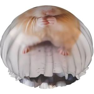 Kastanjebruine Hamster Herbruikbare Dubbellaags Waterdichte Douche Cap Met Elastisch Koord Voor Huis Schoonmaak Gezichtsverzorging Douche