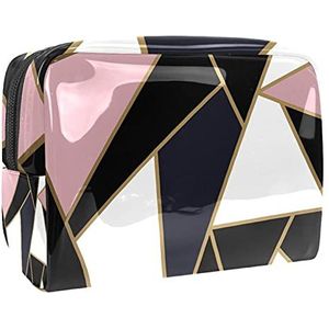 Waterdichte cosmetische tassen, Geometrische Polygoon patroon paarse gouden lijn reizen cosmetische tassen, Multifunctionele draagbare make-up tassen, reizen cosmetische tas organizer voor vrouwen