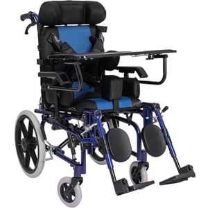 PA-DABAOO Rolstoel Voor Kinderen En Volwassenen Met Cerebrale Parese, Opvouwbare Aluminium Rolstoel, Lichtgewicht Ligstoel, Verstelbare Hoofdsteun/Zitpositie/Armleuninghoogte,B