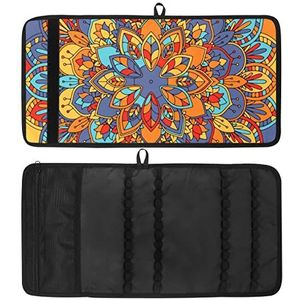 Potlood Wrap, Reizen Tekening Kleurpotlood Roll Organizer voor Artiest, Potloden Pouch Case Abstract Boho Mandala Bloem Patroon