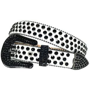 Western Diamond Studded Riemen Cowgirl Cowboy Bling Luxe Strap Strass Strass Riem Cinto De Strass Voor Mannen Vrouwen Zwart Wit 116 cm