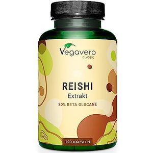 Vegavero Hooggedoseerde Reishi 120 capsules | 18.200 mg | Uittreksel (10:1) | 40% polysachariden + 20% bèta-glucanen | Ganoderma Lucidum | Laboratorium getest | Veganistisch - zonder toevoegingen