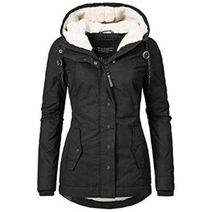 Gelentea Dames Jassen Waterdicht Warm Hooded Winterjas Verdikt Fleece Gevoerde Katoenen Mantel Jas voor Vrouwen