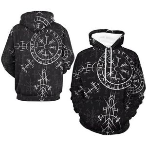 Herfstsweatshirt Met Lange Mouwen en Zak, Viking-hoodies met 3D-print, Trendy en Coole Grote Losse Trui voor Koppels (Color : Compass 1, Size : 2XL)