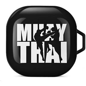 Muay Thai Oordopjes Hoesje Compatibel met Samsung Hard Shell Beschermhoes Zwart-Stijl