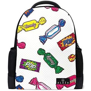 My Daily Kleurrijke Candy Pop Comic Rugzak 14 Duim Laptop Daypack Boekentas voor Reizen College School, Meerkleurig, One Size
