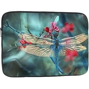 Dragonfly On The Flower Print Laptop Sleeve Case Waterdichte schokbestendige Computer Cover Tas voor Vrouwen Mannen