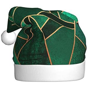 ObabO Zwarte en gouden geometrische pluche kerstmuts,Grappige kerstmuts,Kerstman hoed voor Nieuwjaar feestelijke feestgeschenken, volwassene