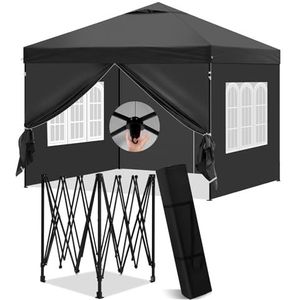 Laneetal Paviljoen, 3 x 3 m, vouwpaviljoen, zijwanden, waterdicht, stabiel, winterbestendig, outdoor tuinpaviljoen, partytent, tuintent, verstelbare hoogte, uv-bescherming, metalen frame, antraciet