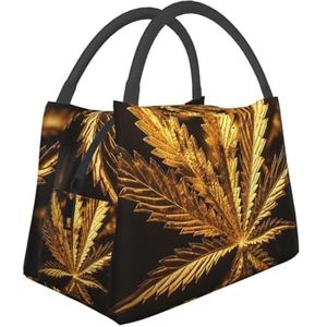 Lunchbox voor vrouwen mannen geïsoleerde lunchtas gouden cannabis herbruikbare lunchtassen voor werk, kantoor, reizen