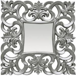 Casa Padrino barokke spiegel zilver 76 x H. 76 cm - Vierkante wandspiegel in barokke stijl - Prachtige antieke kastspiegel - Barok interieur - Barok meubilair