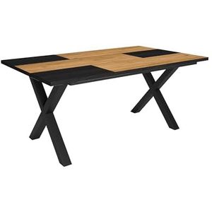 Skraut Home - eettafel | 8 personen | 170 | Robuust en stabiel dankzij zijn structuur en solide poten | Ideaal voor familiebijeenkomsten | Eik en zwart | Industriële stijl