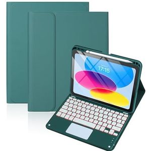 Toetsenbordhoes voor iPad (A16) 11e/10e Generatie, 7 Kleuren Achtergrondverlichting, Afneembare Toetsenbordhoes voor iPad A16 11 Inch 2025 10e Generatie 10,9 Inch 2022,Groen