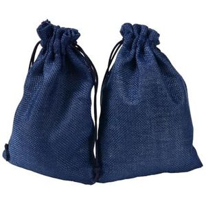 50 Stks/partij Multi Size Trekkoord Natuurlijke Tas Geschikt Voor Bruiloft Tassen Met Sieraden Opbergtas 20 Stks/partij (Donkerblauw, 9x12cm)