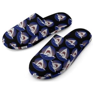 Grote Witte Haai Volledige Print Heren Slippers Warme Anti-Slip Rubber Zool Huis Schoenen Voor Indoor Hotel