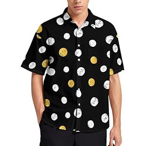 Aquarel Goud Witte Stippen Hawaiiaanse Shirt Voor Mannen Zomer Strand Casual Korte Mouw Button Down Shirts met Zak